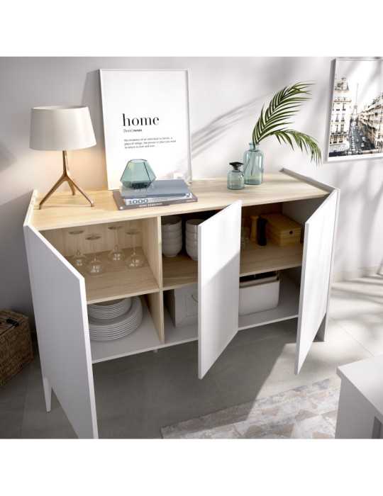 Aparador para comedor KLOE DEKIT 5 puertas blanco / natural