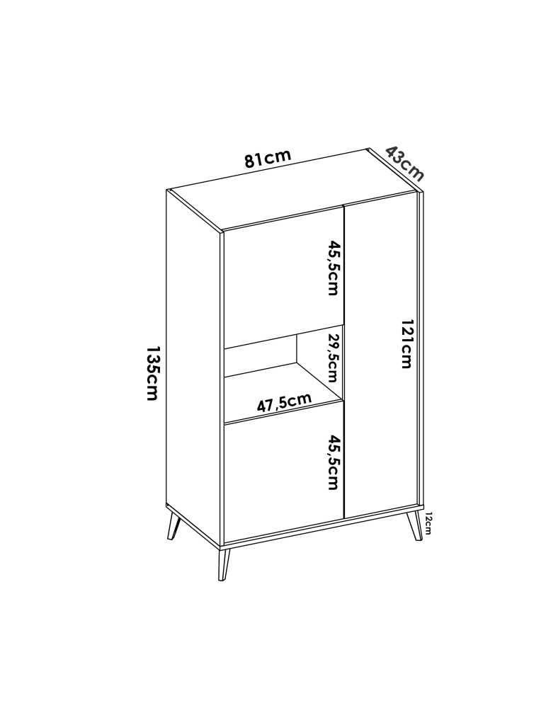Aparador para comedor NESS DEKIT modulo alto 3 puertas grafito / natural