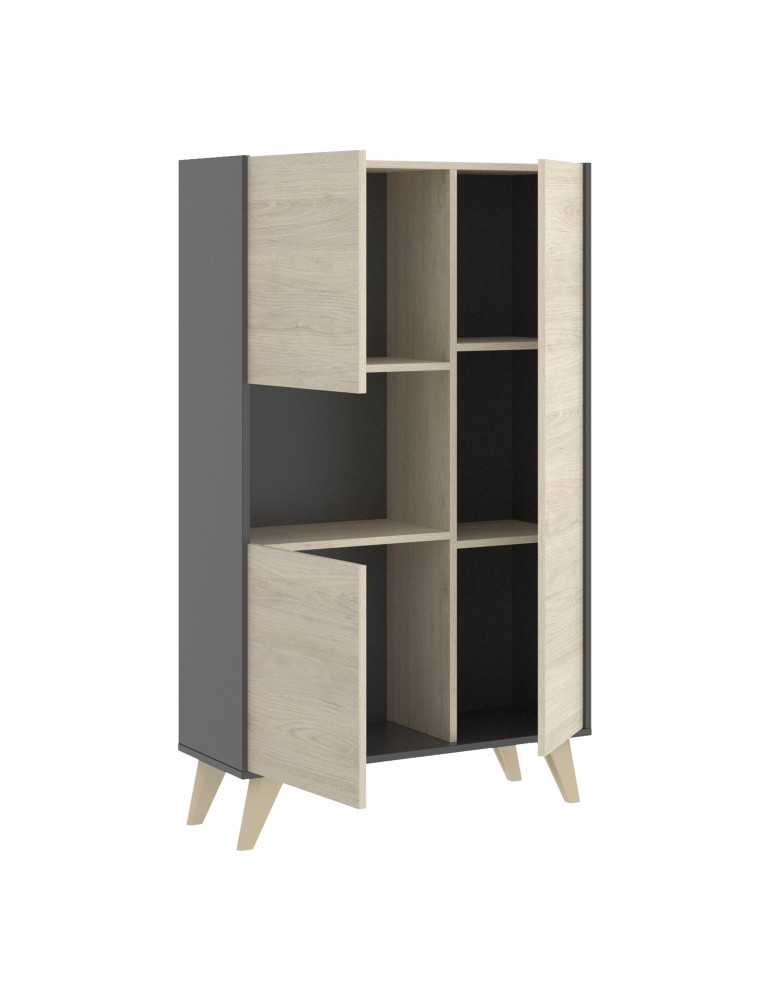 Aparador para comedor NESS DEKIT modulo alto 3 puertas grafito / natural