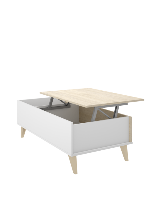 Mesas centro salon NESS DEKIT elevable blanco / natural