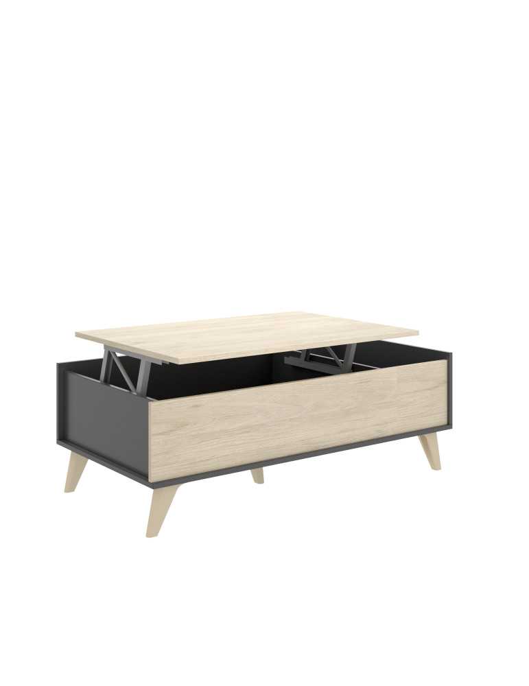 Mesas centro salon NESS DEKIT elevable grafito / natural