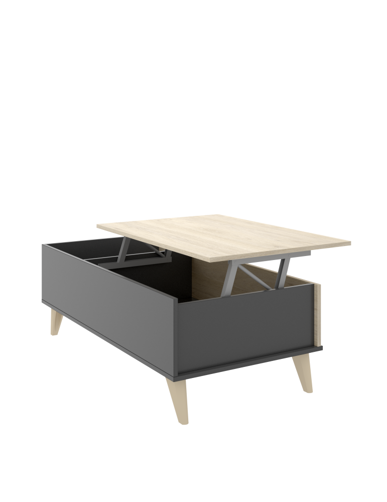 Mesas centro salon NESS DEKIT elevable grafito / natural