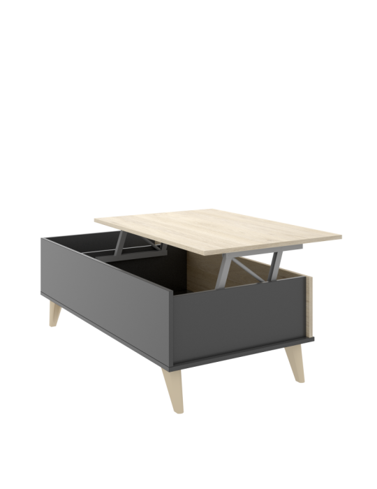 Mesas centro salon NESS DEKIT elevable grafito / natural