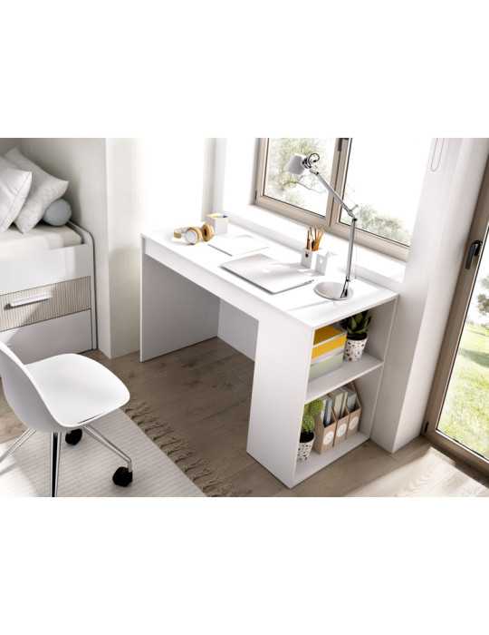 Mesa escritorio TEO DEKIT con estante y 1 cajon blanco
