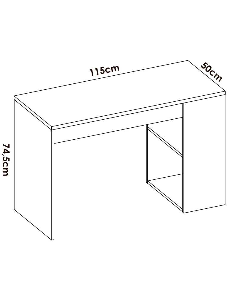 Mesa escritorio TEO DEKIT con estante y 1 cajon blanco
