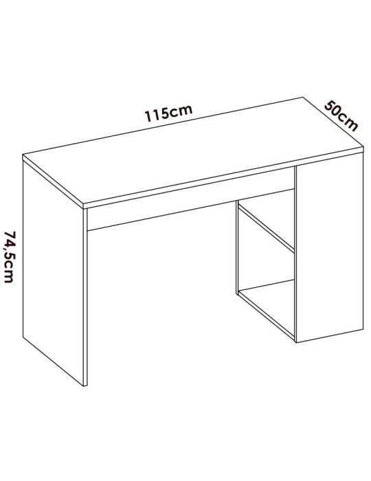 Mesa escritorio TEO DEKIT con estante y 1 cajon blanco