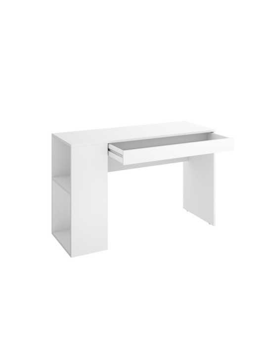 Mesa escritorio TEO DEKIT con estante y 1 cajon blanco