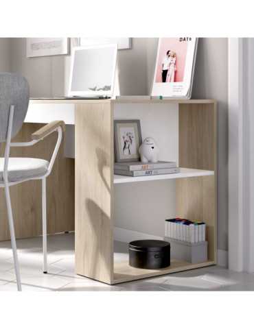 Mesa escritorio TEO DEKIT con estante y 1 cajon natural / blanco 2