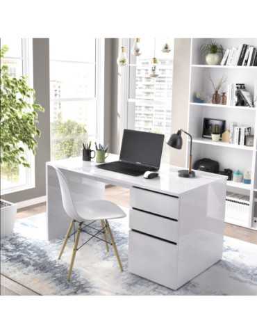 Mesa escritorio SHIRO DEKIT 2 cajones +1 puerta blanco