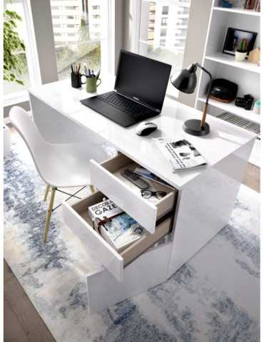 Mesa escritorio SHIRO DEKIT 2 cajones +1 puerta blanco 2