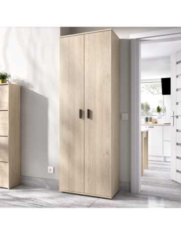 Armario multiuso FIT DEKIT 6 estantes + 2 puertas natural