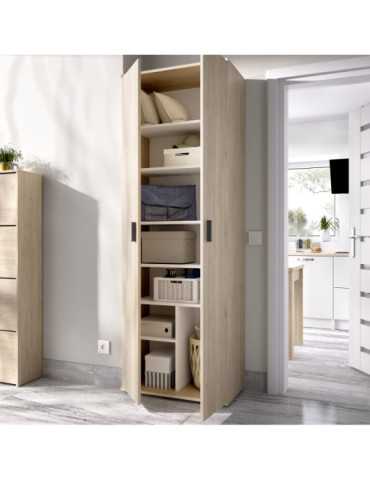 Armario multiuso FIT DEKIT 6 estantes + 2 puertas natural 2