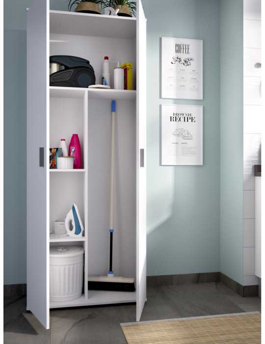 Armario multiuso FIT DEKIT 2 puertas escobero blanco