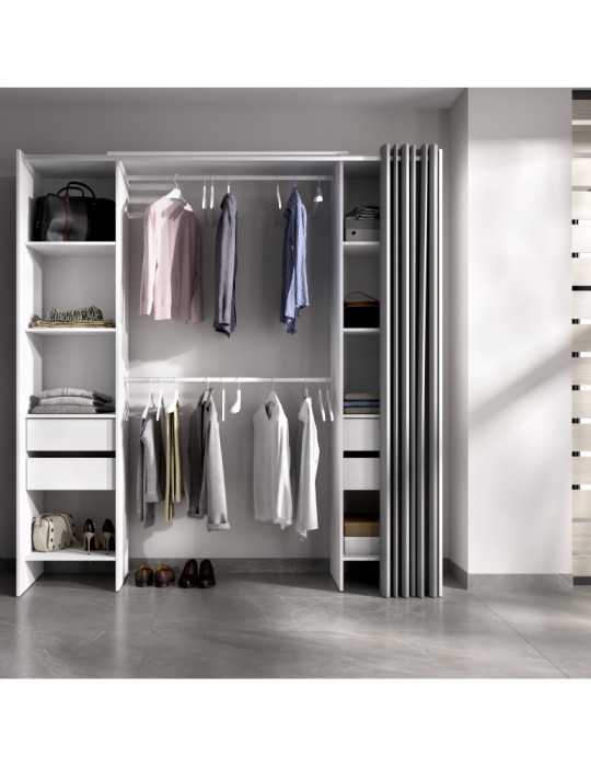 Conjunto vestidor dormitorio SUIT DEKIT con 4 cajones y cortina blanco
