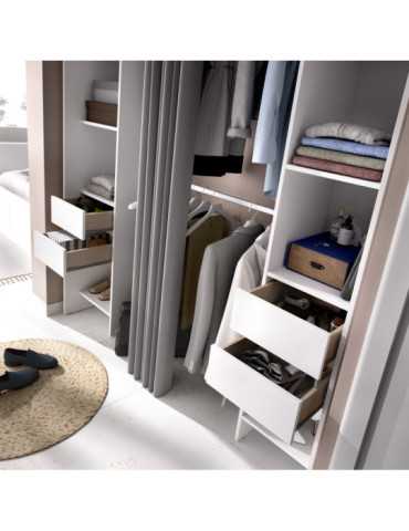 Conjunto vestidor dormitorio SUIT DEKIT con 4 cajones y cortina blanco 2