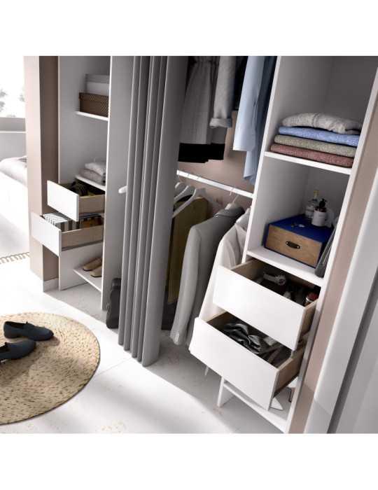 Conjunto vestidor dormitorio SUIT DEKIT con 4 cajones y cortina blanco
