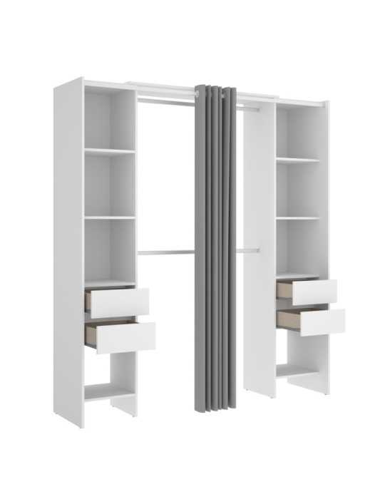 Conjunto vestidor dormitorio SUIT DEKIT con 4 cajones y cortina blanco