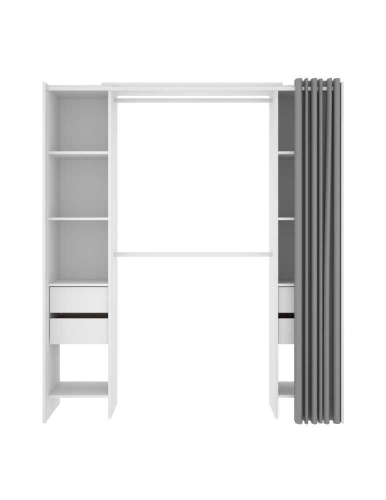Conjunto vestidor dormitorio SUIT DEKIT con 4 cajones y cortina blanco