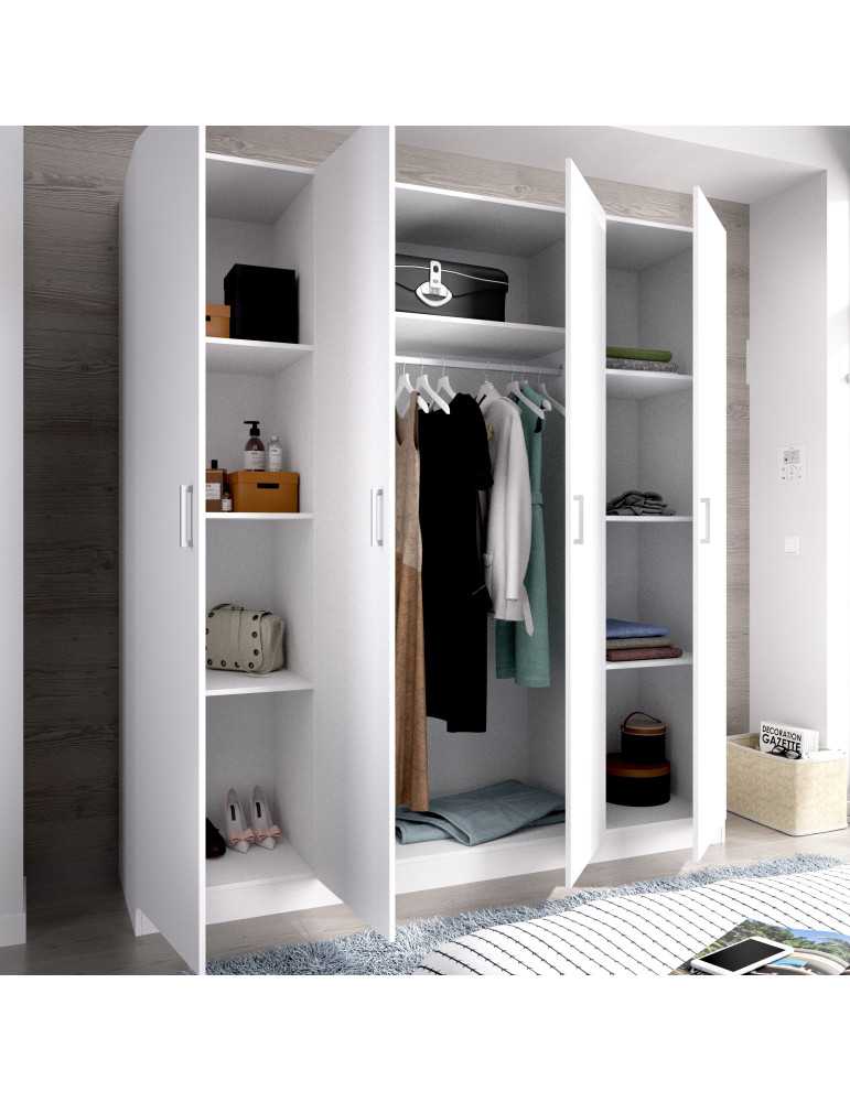 Armario vestidor dormitorio MAXI DEKIT 4 puertas blanco