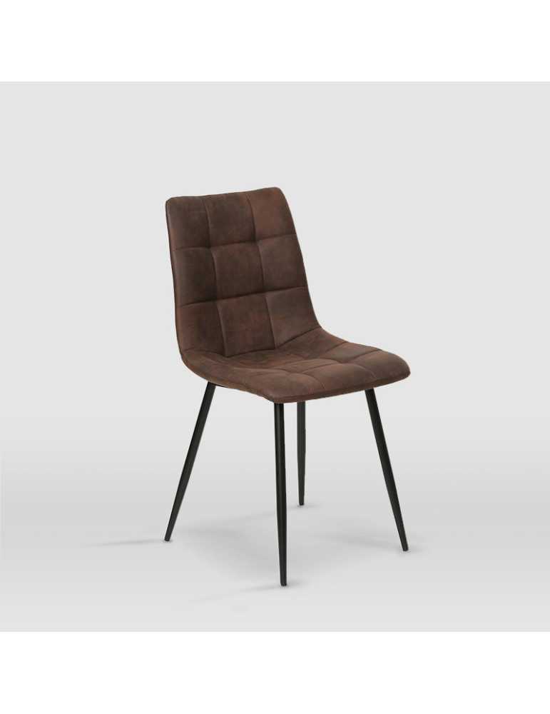Pack de 4 sillas de comedor estilo Industrial Modelo Ivy color marrón chocolate