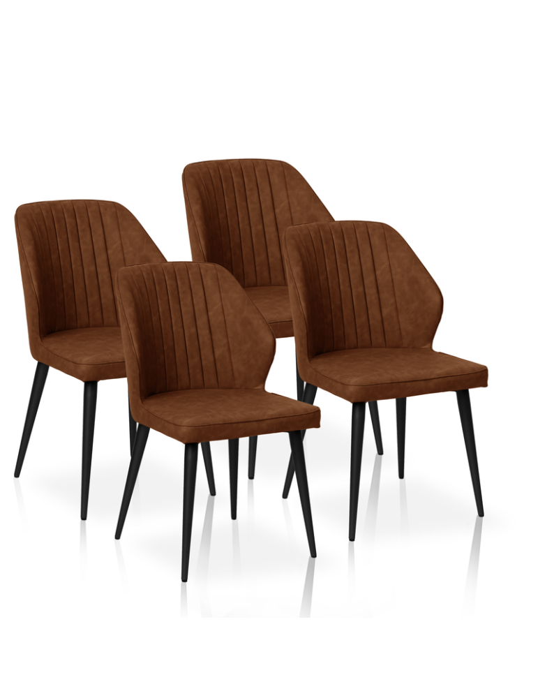 Pack de 4 sillas de comedor estilo Industrial Modelo Triana color marrón avellana