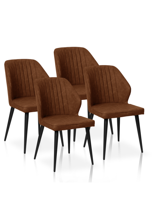 Pack de 4 sillas de comedor estilo Industrial Modelo Triana color marrón avellana