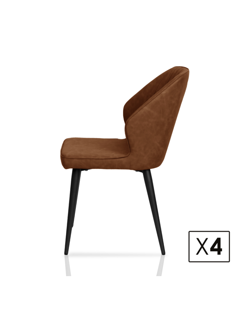 Pack de 4 sillas de comedor estilo Industrial Modelo Triana color marrón avellana
