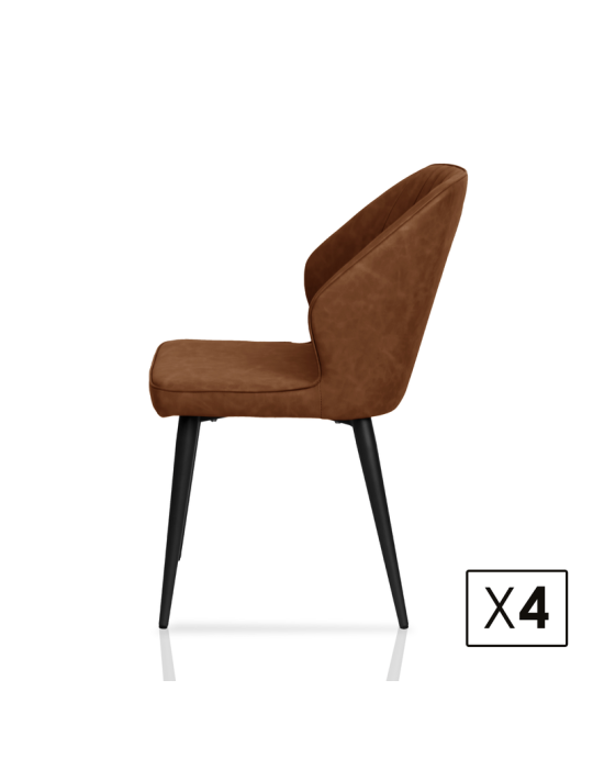 Pack de 4 sillas de comedor estilo Industrial Modelo Triana color marrón avellana