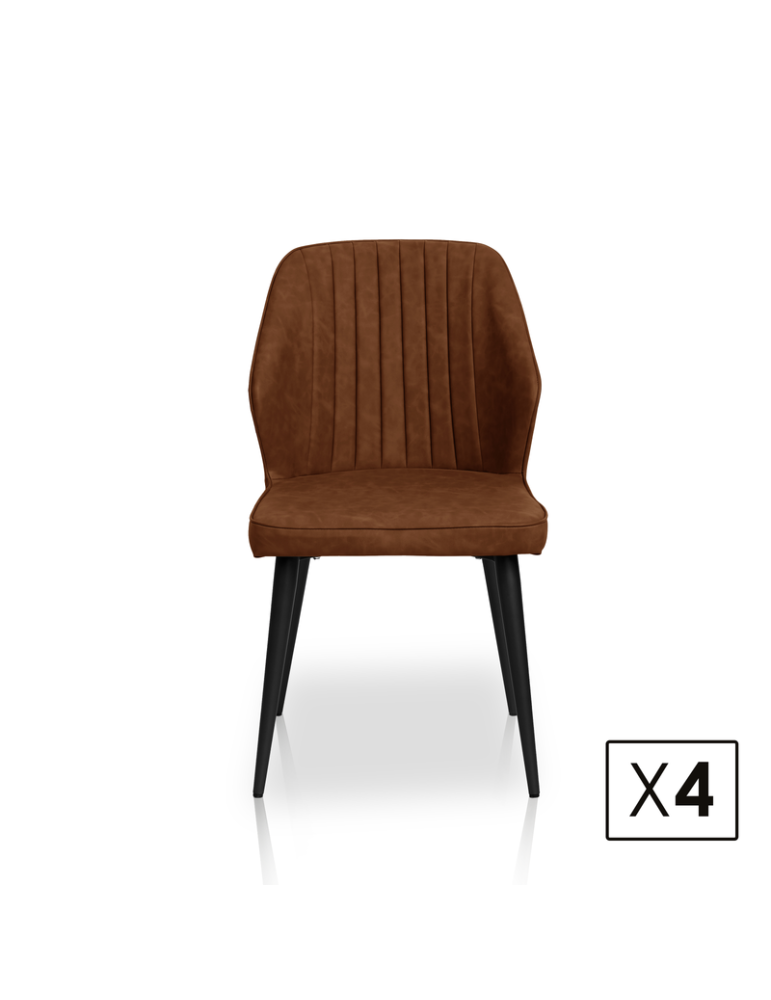 Pack de 4 sillas de comedor estilo Industrial Modelo Triana color marrón avellana