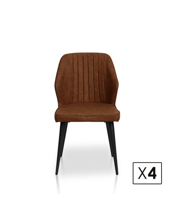 Pack de 4 sillas de comedor estilo Industrial Modelo Triana color marrón avellana