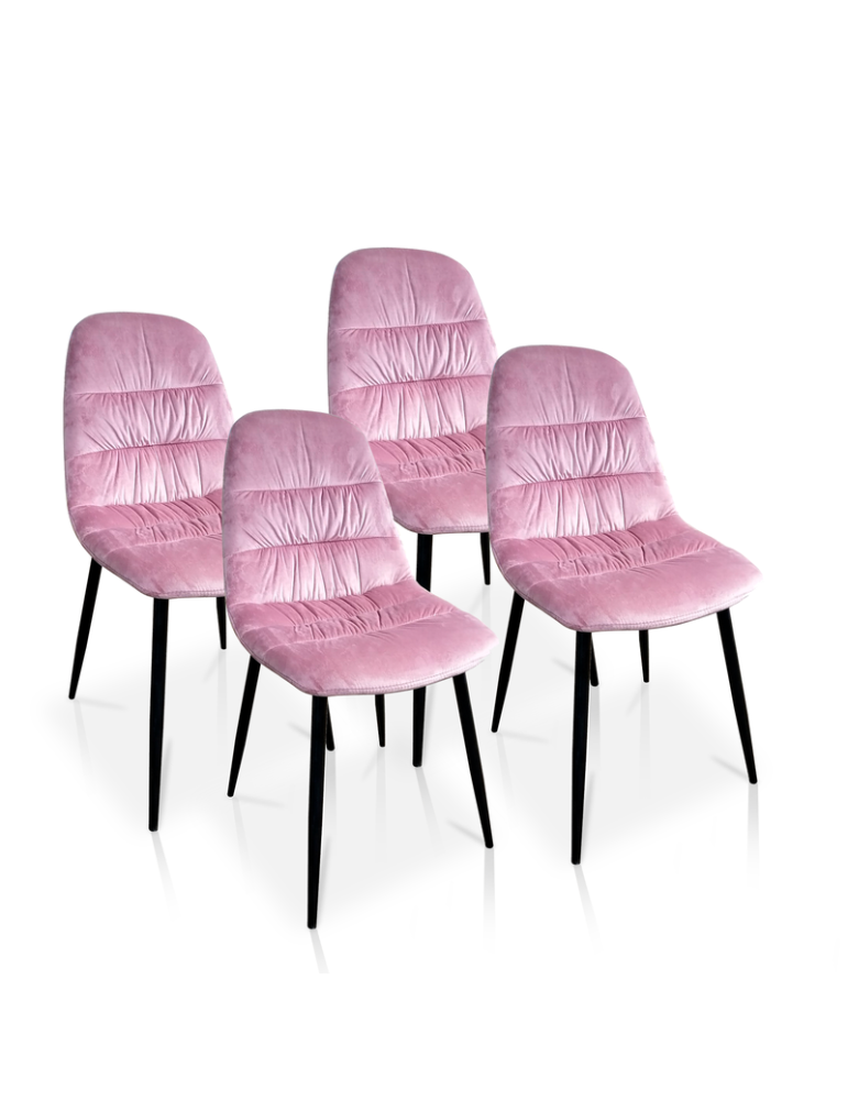 Pack de 4 sillas de comedor estilo Vintage Modelo Wei color rosa