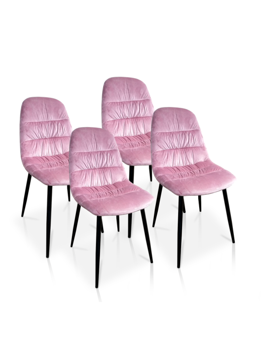 Pack de 4 sillas de comedor estilo Vintage Modelo Wei color rosa