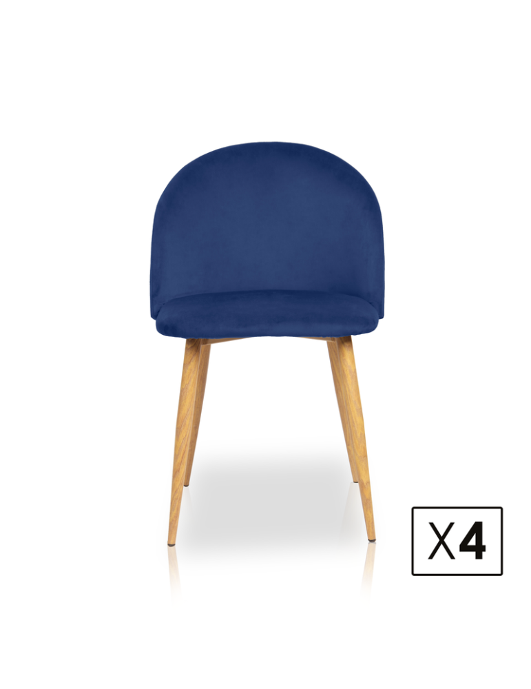 Pack de 4 sillas de comedor estilo Vintage Modelo Mercedes color azul índigo