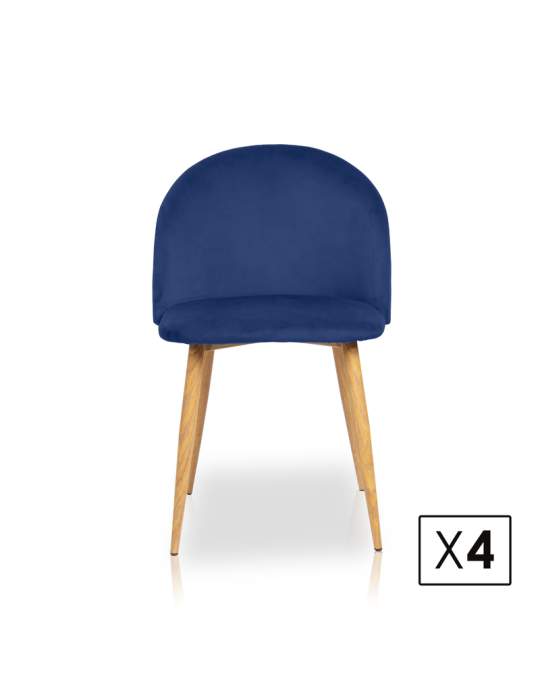 Pack de 4 sillas de comedor estilo Vintage Modelo Mercedes color azul índigo