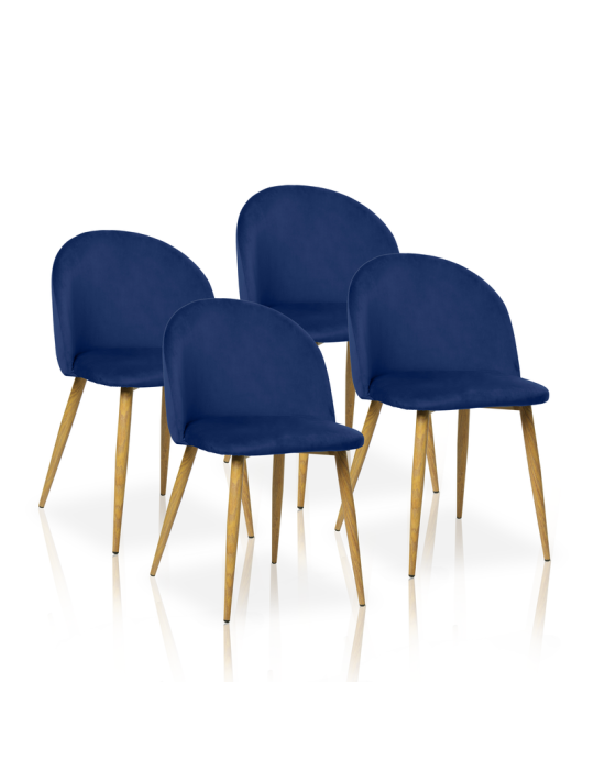 Pack de 4 sillas de comedor estilo Vintage Modelo Mercedes color azul índigo