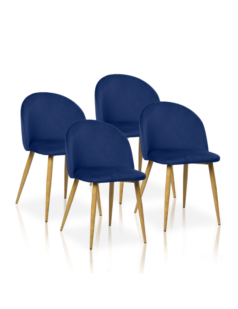 Pack de 4 sillas de comedor estilo Vintage Modelo Mercedes color azul índigo