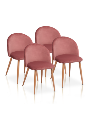 Pack de 4 sillas de comedor estilo Vintage Modelo Mercedes color rosa maquillaje 2