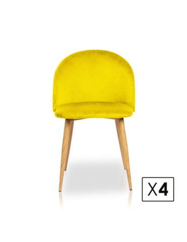 Pack de 4 sillas de comedor estilo Vintage Modelo Mercedes color amarillo mostaza 2