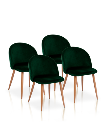 Pack de 4 sillas de comedor estilo Vintage Modelo Mercedes color verde botella 2