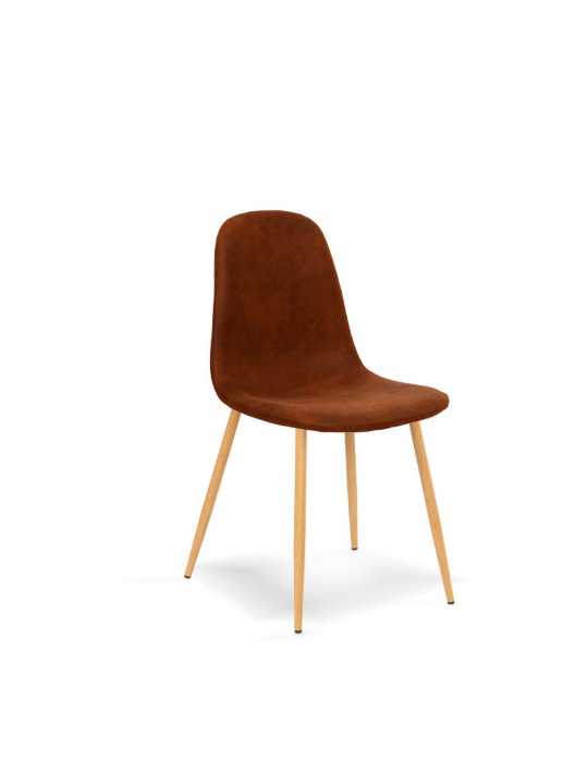 Pack de 4 sillas de comedor estilo Nórdico Modelo Margot color marrón avellana