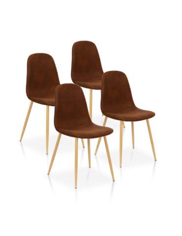 Pack de 4 sillas de comedor estilo Nórdico Modelo Margot color marrón avellana 2