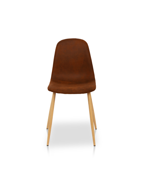 Pack de 4 sillas de comedor estilo Nórdico Modelo Margot color marrón avellana