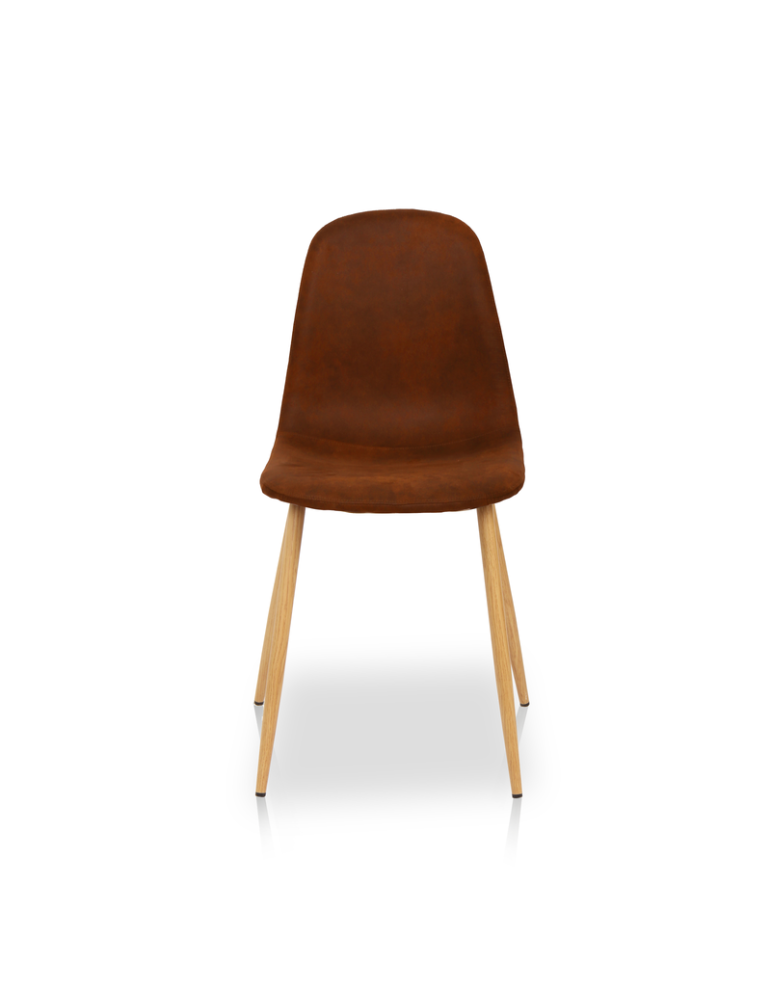 Pack de 4 sillas de comedor estilo Nórdico Modelo Margot color marrón avellana