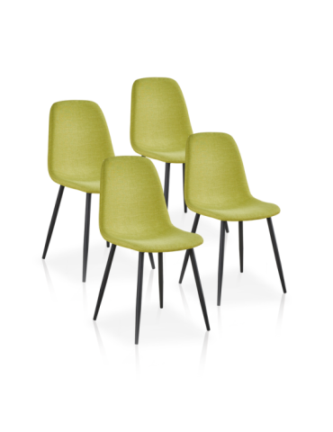 Pack de 4 sillas de comedor estilo nórdico Modelo Margot color verde lima 2
