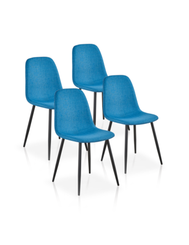 Pack de 4 sillas de comedor estilo nórdico Modelo Margot color azul mediterráneo 2