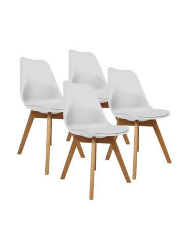 Pack de 4 Sillas de salón Modelo Dana color blanco