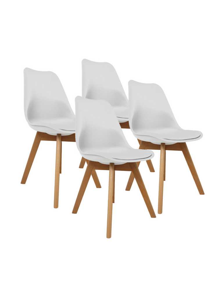 Pack de 4 Sillas de salón Modelo Dana color blanco