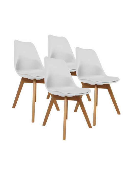Pack de 4 Sillas de salón Modelo Dana color blanco