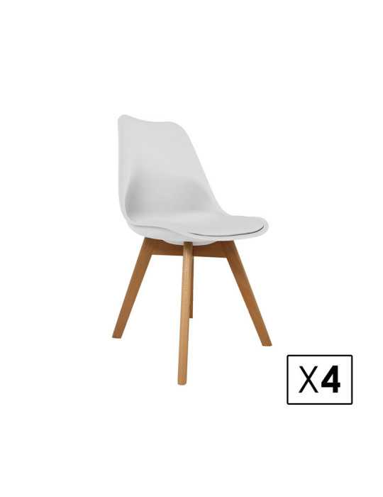 Pack de 4 Sillas de salón Modelo Dana color blanco