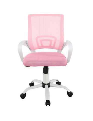 Silla de estudio infantil/juvenil Modelo Martina White color blanco y rosa
